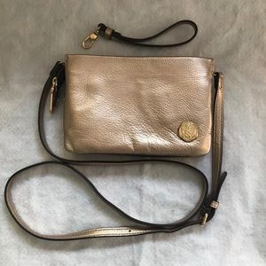 Gold NEW Vince Camuto crossbody purse w wristlet.